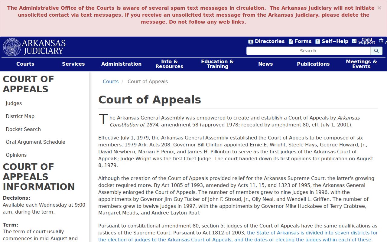 Arkansas Court of Appeals access for a Montgomery County court docket appeal