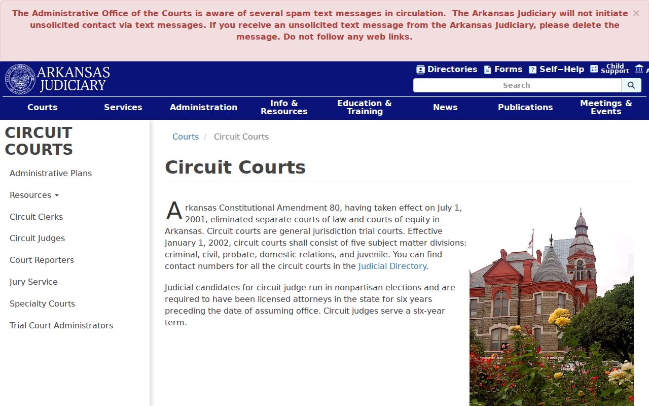 Montgomery County Circuit Court docket structure on the Arkansas Judiciary site