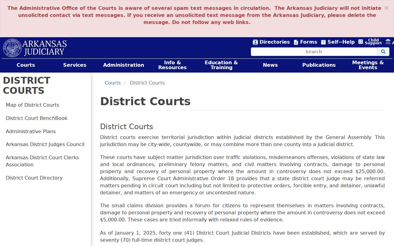 Montgomery County District Court docket structure on the Arkansas Judiciary site
