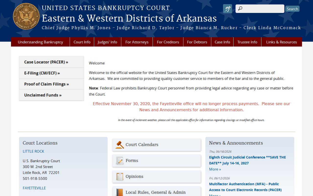 Black Springs bankruptcy court record boundary in Western Arkansas