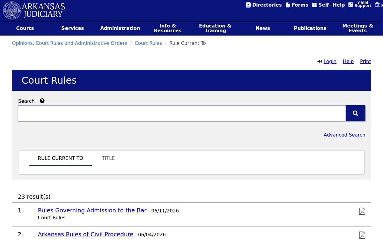 Montgomery County civil docket Arkansas Rules of Civil Procedure
